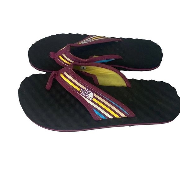 The North Face Base Camp Sandals Women's 4 Black Flip Flop Purple Slides Thong - Picture 3 of 7